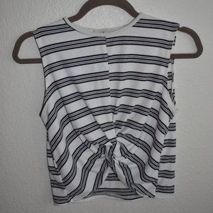 Navy striped ruched tank